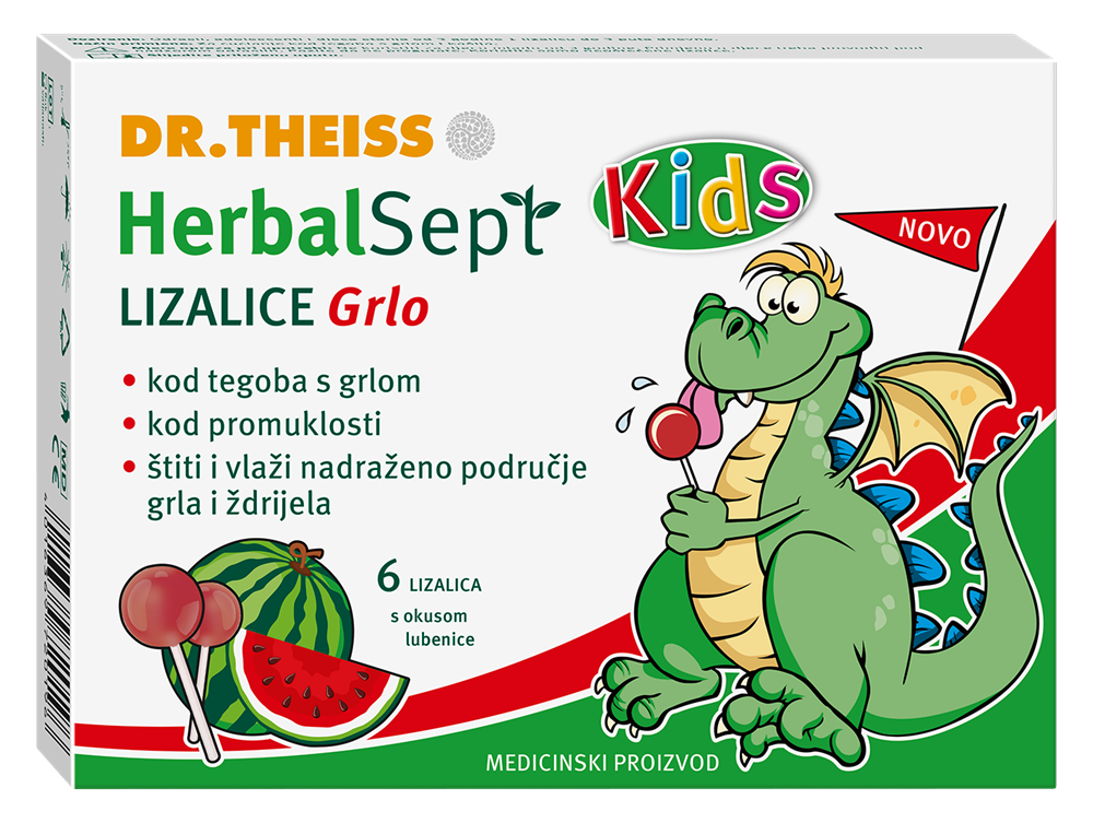 Dr. Theiss HerbalSept Kids Lizalice za grlo - lubenica 6 komada
