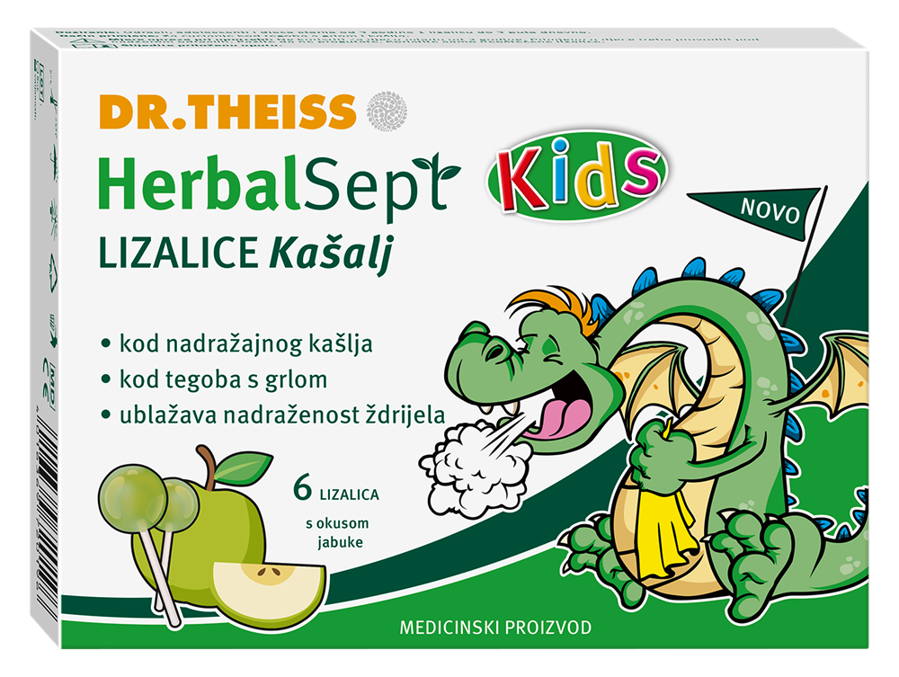 Dr. Theiss Herbalsept Kids Lizalice protiv kašlja - jabuka 6 komada