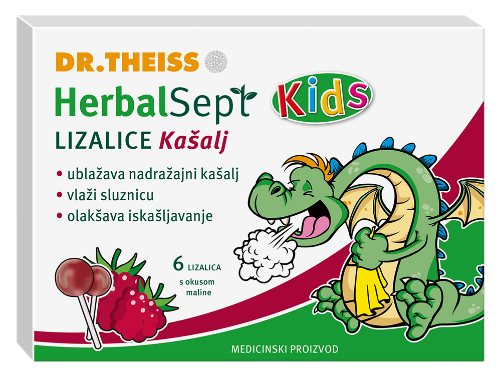 Dr. Theiss Herbalsept Kids Lizalice protiv kašlja - malina 6 komada