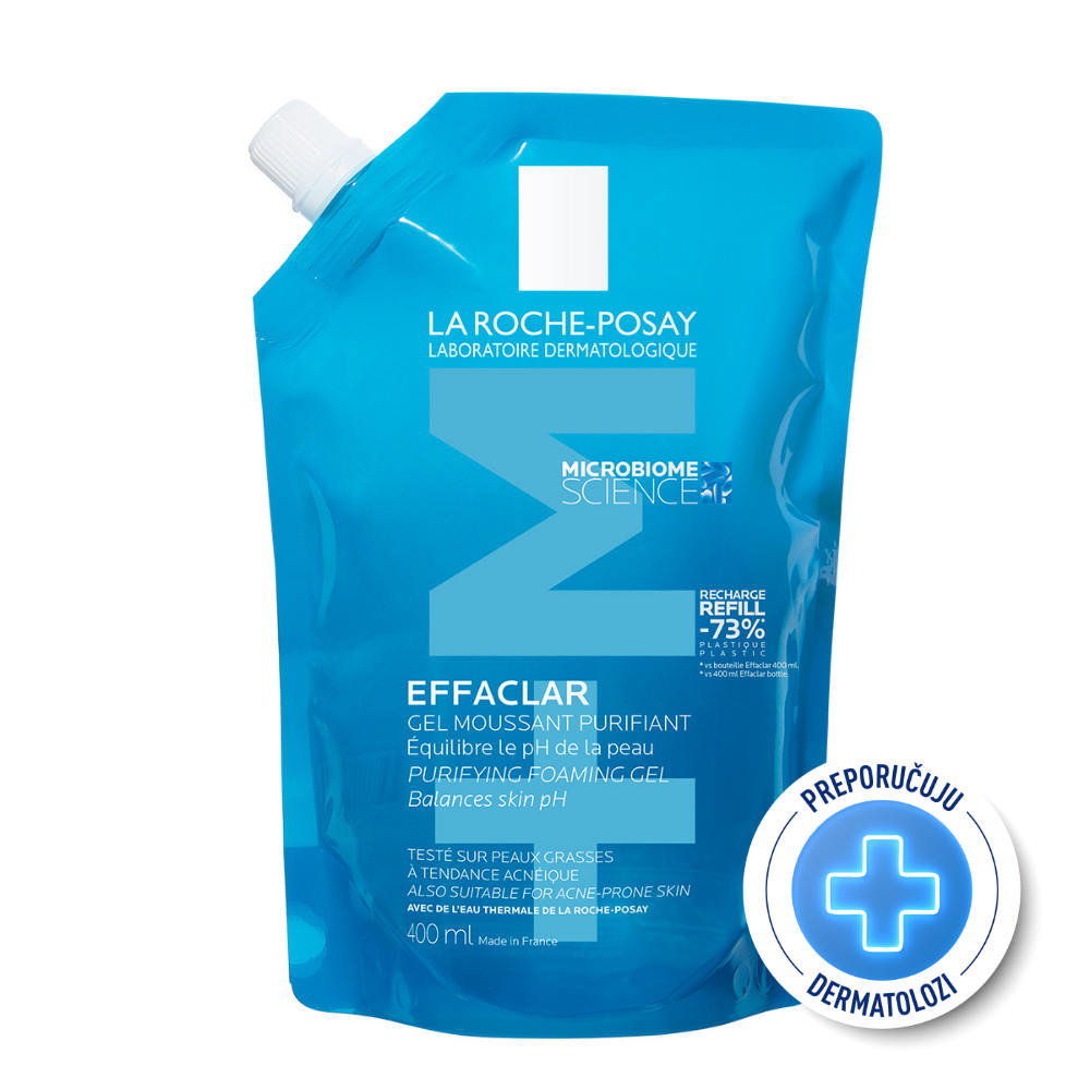 La Roche-Posay EFFACLAR Pjenušavi gel za čišćenje masne, osjetljive kože sklone aknama REFILL 400 ml