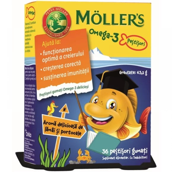 Mollers Omega-3 Jelly Fish s okusom naranče i limuna 36 komada