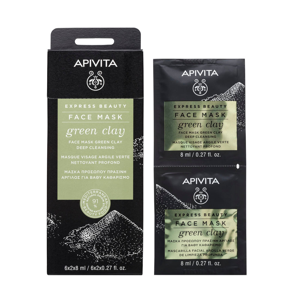 Apivita Express Beauty maska za dubinsko čišćenje sa zelenom glinom 2x8ml