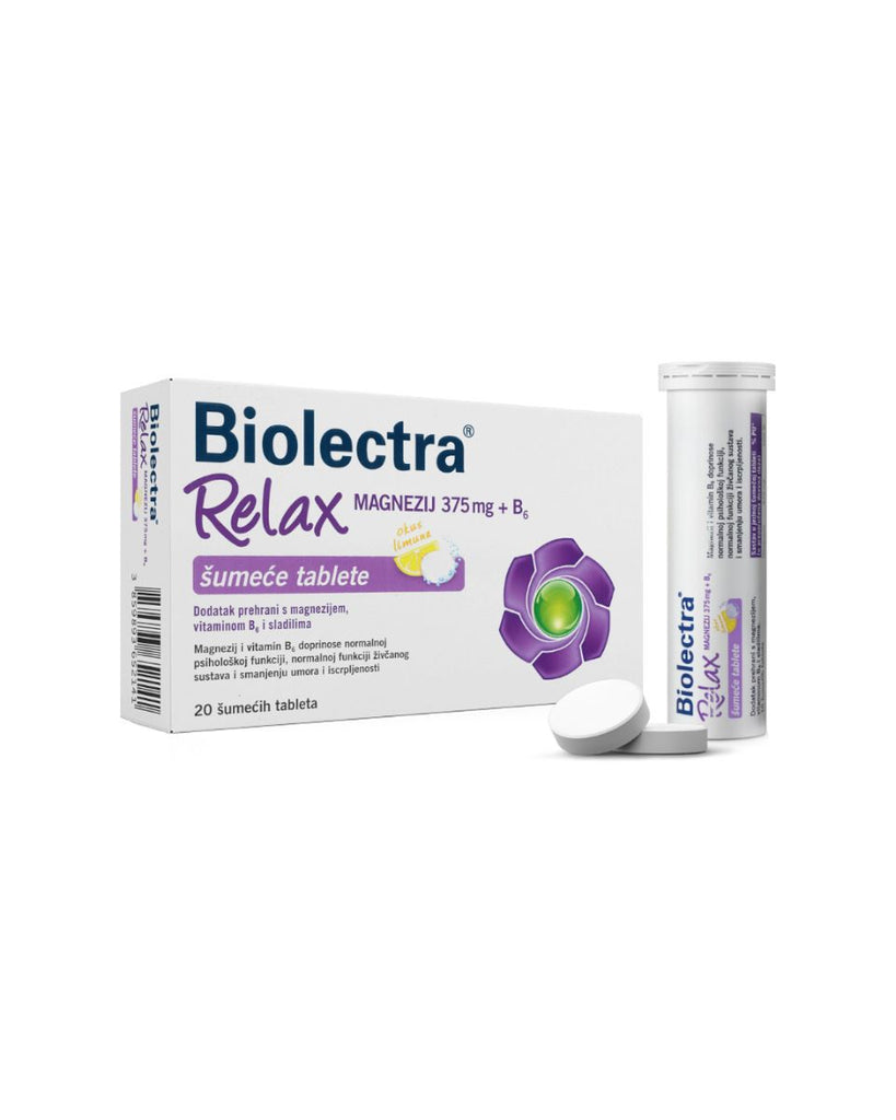 Biolectra Relax Magnezij 375 mg + B6 20 šumećih tableta