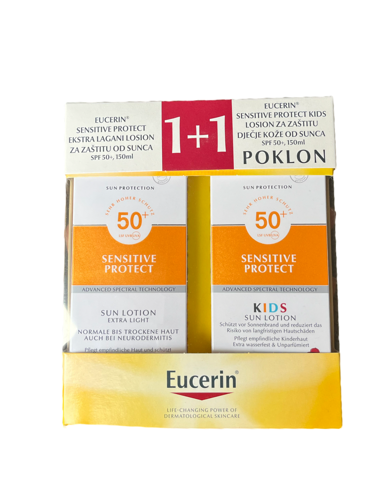 Eucerin Sensitive Protect Extra Light losion SPF 50+ 150ml + Sensitive Protect Kids SPF 50+ 150ml GRATIS