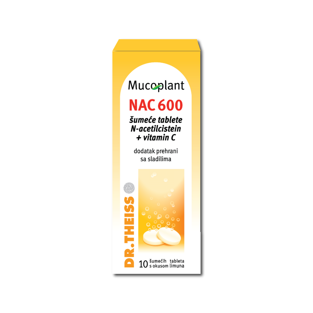 Dr. Theiss Mucoplant NaC 600, 10 šumećih tableta, dodatak prehrani
