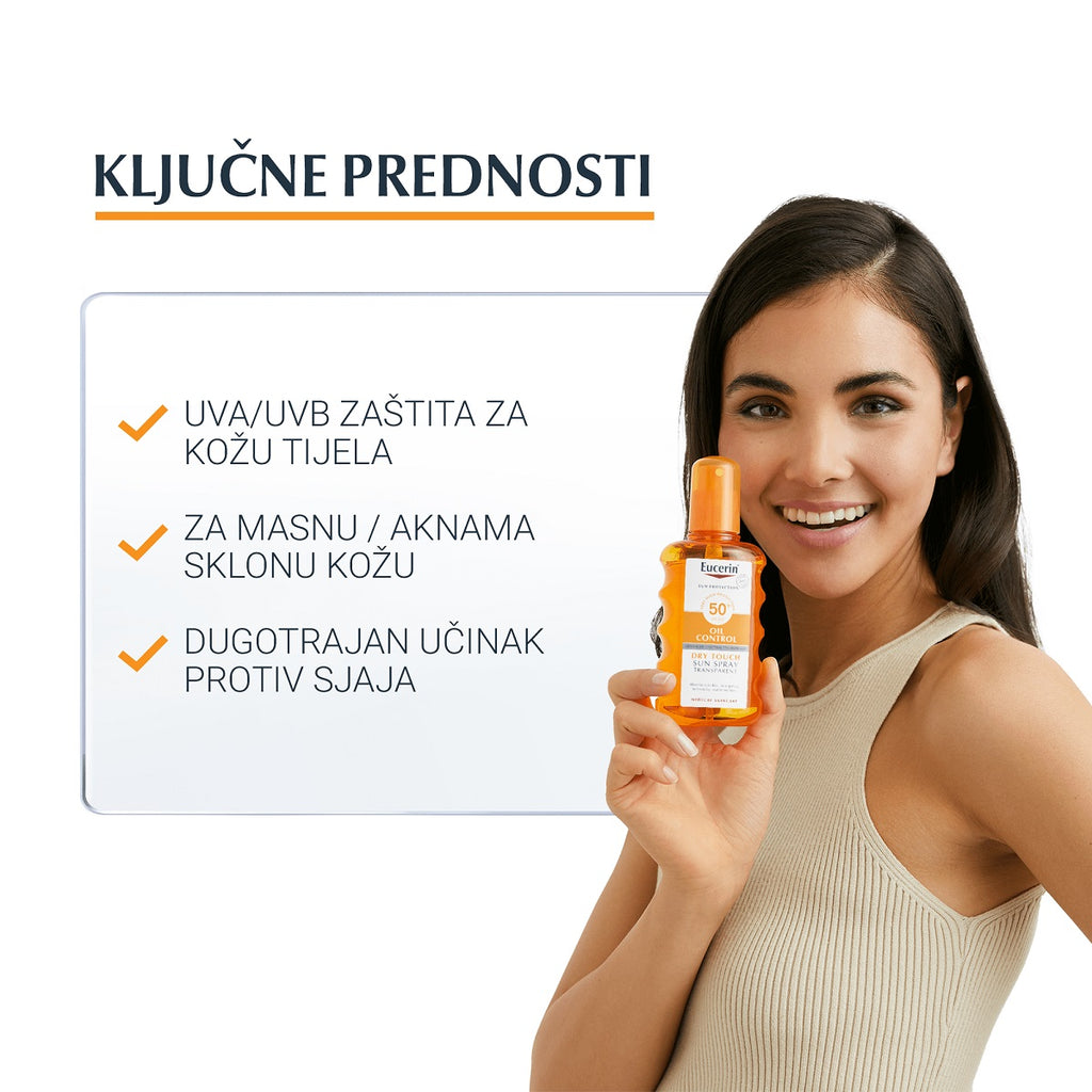 Eucerin Oil Control Transparent sprej za zaštitu od sunca SPF 50+ 200 ml