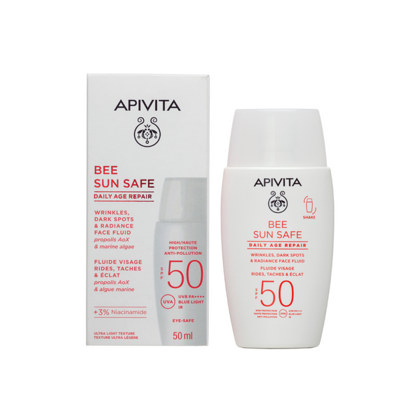 Apivita Bee Sun Safe fluid za lice protiv mrlja i starenja SPF50 50 ml