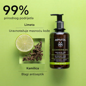 Apivita gel za umivanje lica masna/mješovita koža 200 ml