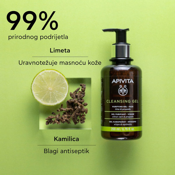 Apivita gel za umivanje lica masna/mješovita koža 200 ml