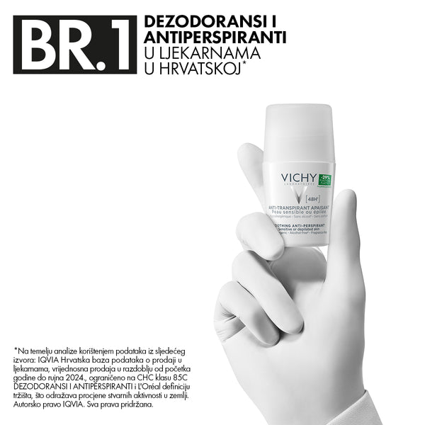 VICHY DÉODORANT Roll-on dezodorans za regulaciju znojenja do 48h za osjetljivu i depiliranu kožu 50 ml PROMO 50 ml