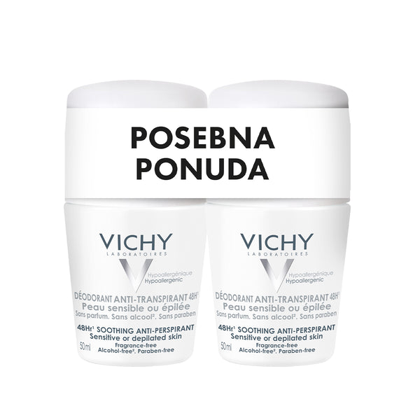 VICHY DÉODORANT Roll-on dezodorans za regulaciju znojenja do 48h za osjetljivu i depiliranu kožu 50 ml PROMO