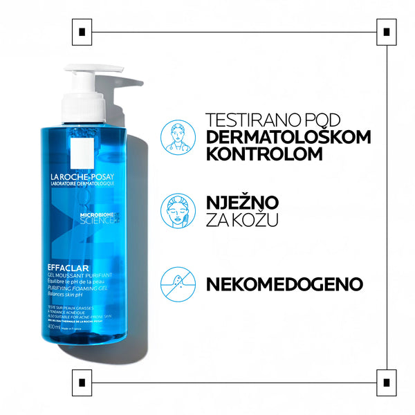 La Roche-Posay EFFACLAR Pjenušavi gel za čišćenje masne, osjetljive kože sklone aknama 400 ml