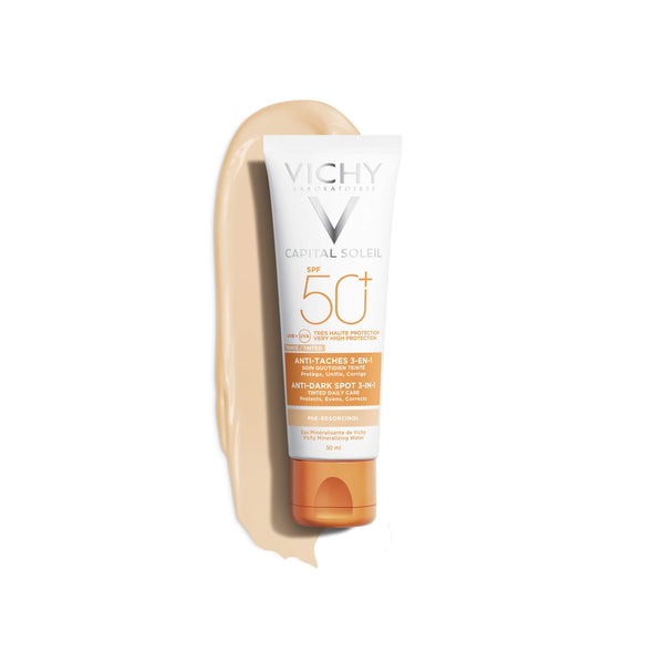 Vichy CAPITAL SOLEIL Obojena zaštitna krema 3u1 SPF50+ protiv tamnih mrlja 50 ml