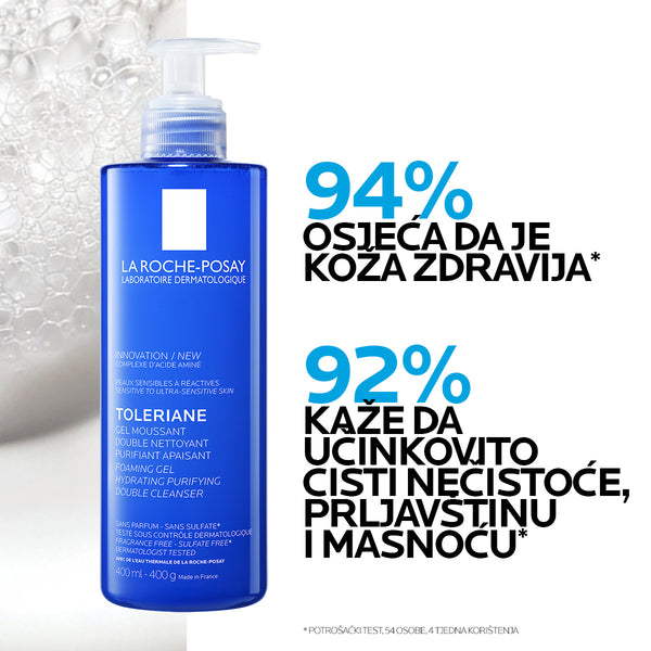 La Roche-Posay Toleriane pjenušavi gel za pranje lica 400 ml