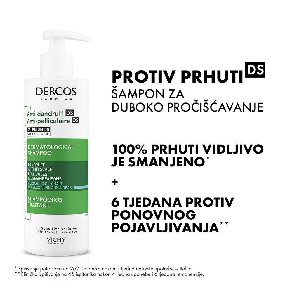 VICHY DERCOS AD Šampon PROTIV PRHUTI za normalnu ili masnu kosu ECO REFILL 500 ml