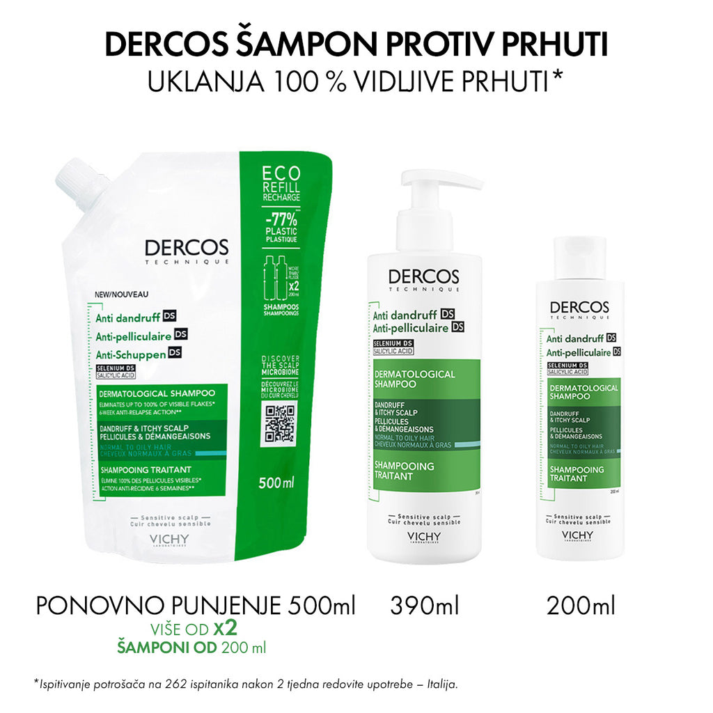 VICHY DERCOS AD Šampon PROTIV PRHUTI za normalnu ili masnu kosu ECO REFILL 500 ml