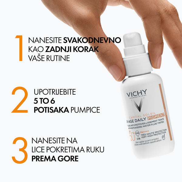VICHY CAPITAL SOLEIL UV-Age daily tonirani vodeni fluid protiv znakova fotostarenja SPF50+ 40ml