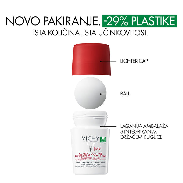 VICHY DÉODORANT CLINICAL CONTROL Roll-on dezodorans protiv neugodnih mirisa do 96h 50 ml