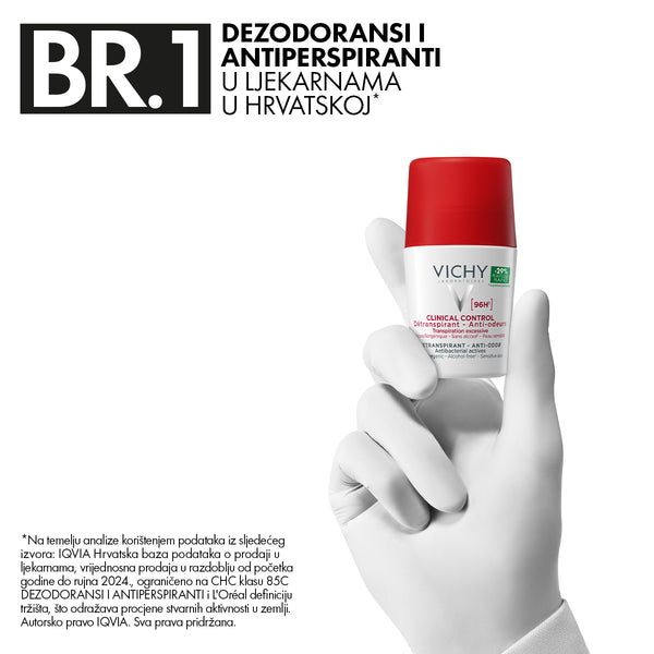 VICHY DÉODORANT CLINICAL CONTROL Roll-on dezodorans protiv neugodnih mirisa do 96h 50 ml