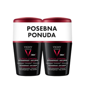 VICHY HOMME Deo-Duo CLINICAL CONTROL Roll-on dezodorans protiv neugodnih mirisa do 96h 2x50 ml