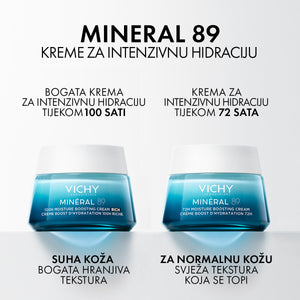 Vichy Mineral 89 Krema za intenzivnu hidraciju tijekom 72 sata za sve tipove kože, 50 ml