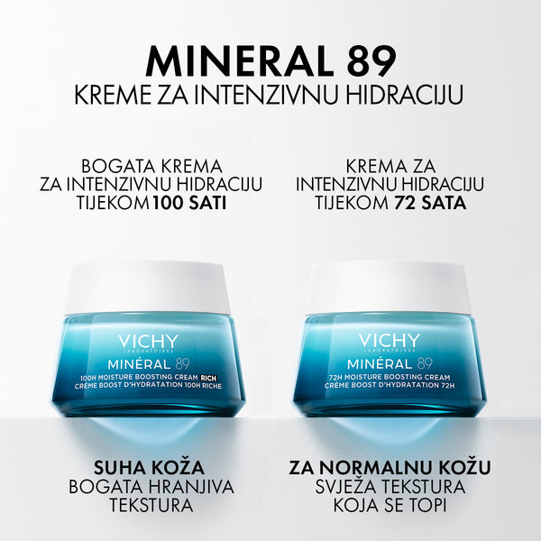 Vichy Mineral 89 Krema za intenzivnu hidraciju tijekom 72 sata za sve tipove kože, 50 ml