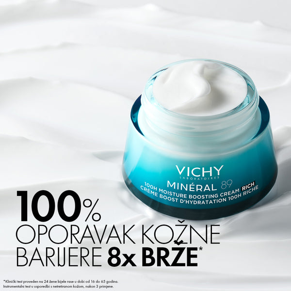 VICHY MINÉRAL 89 Krema za intenzivnu hidraciju tijekom 100 sati bogata tekstura, suha do vrlo suha koža, 50 ml 