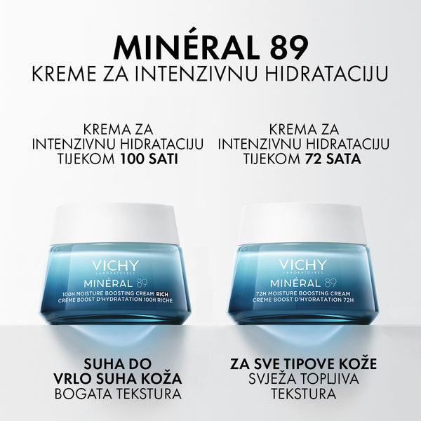 VICHY MINÉRAL 89 Krema za intenzivnu hidraciju tijekom 100 sati bogata tekstura, suha do vrlo suha koža, 50 ml 