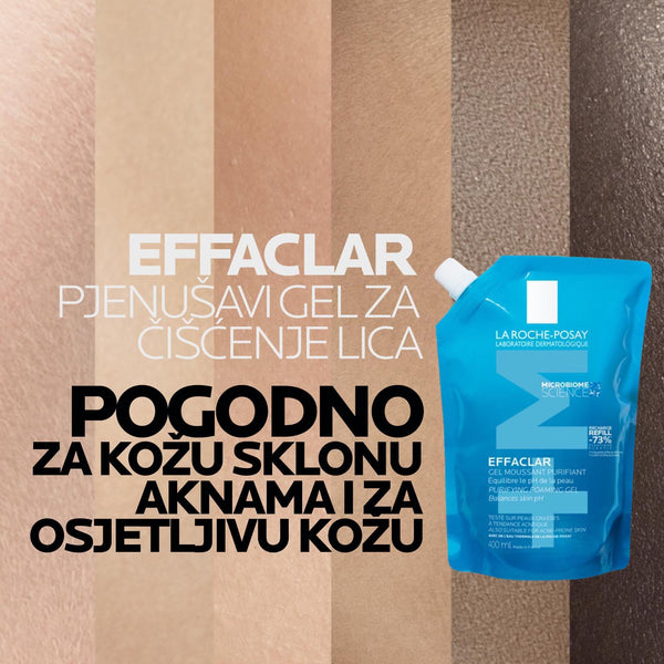 La Roche-Posay EFFACLAR Pjenušavi gel za čišćenje masne, osjetljive kože sklone aknama REFILL 400 ml