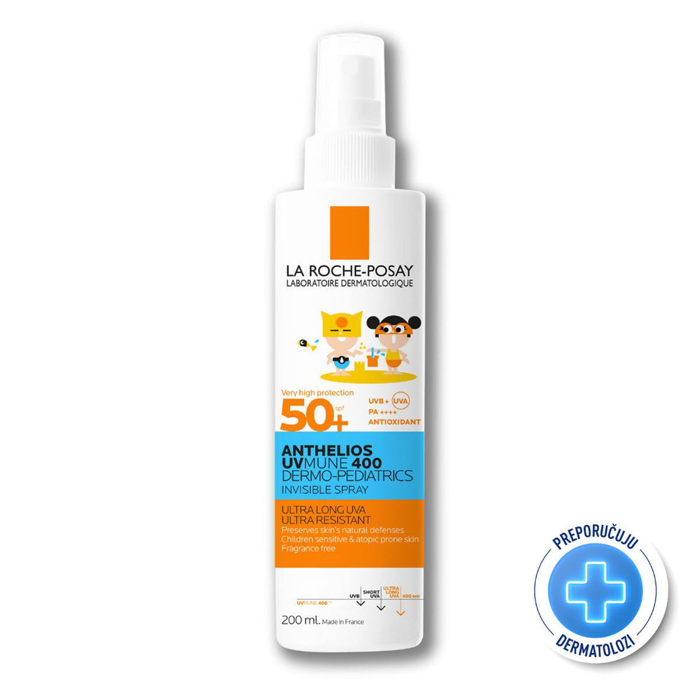  La Roche-Posay ANTHELIOS UVMUNE 400 DERMO - PEDIATRICS Nevidljivi sprej za zaštitu od sunca za djecu SPF50+ 200 ml