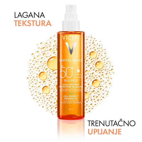 VICHY CAPITAL SOLEIL Zaštitno ulje za lice, tijelo I vrhove kose SPF50+ 200 ml
