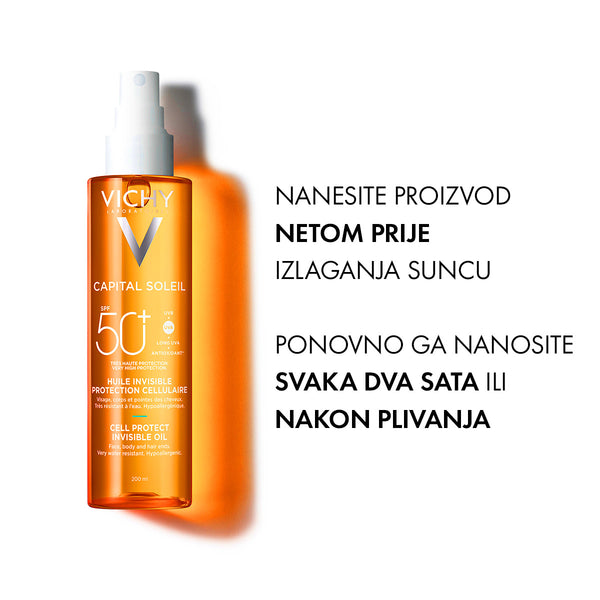 VICHY CAPITAL SOLEIL Zaštitno ulje za lice, tijelo I vrhove kose SPF50+ 200 ml