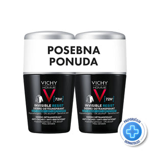 Vichy HOMME - Invisible resist 72h- Dermo detranspirant- Protiv mrlja i nadraženosti 50 ml PROMO