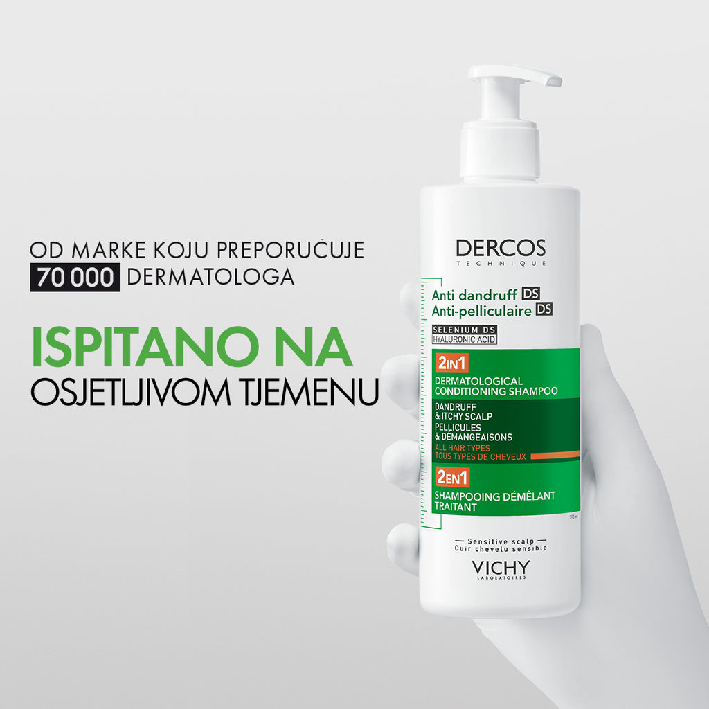 VICHY DERCOS Šampon protiv prhuti DS  - 2 u 1: Dermokozmetički šampon i regenerator, 390 ml