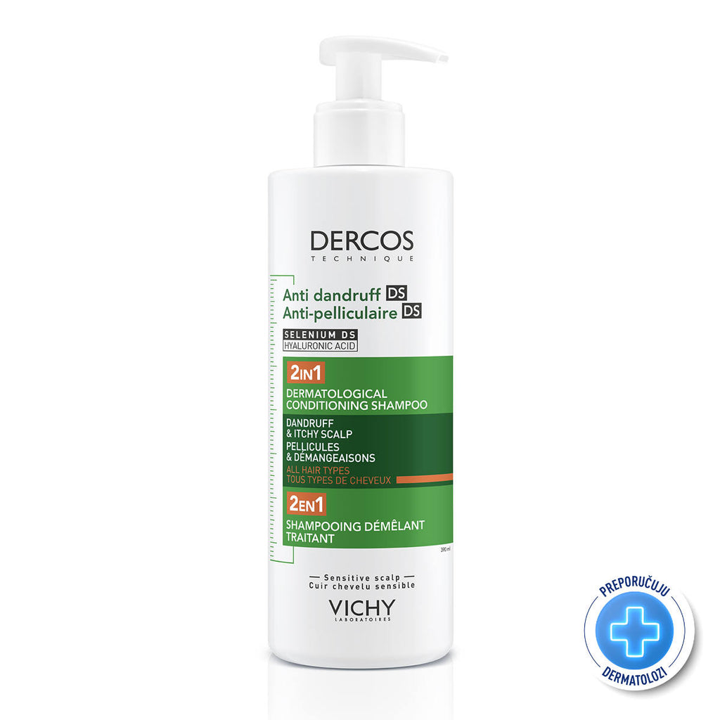 VICHY DERCOS Šampon protiv prhuti DS  - 2 u 1: Dermokozmetički šampon i regenerator, 390 ml