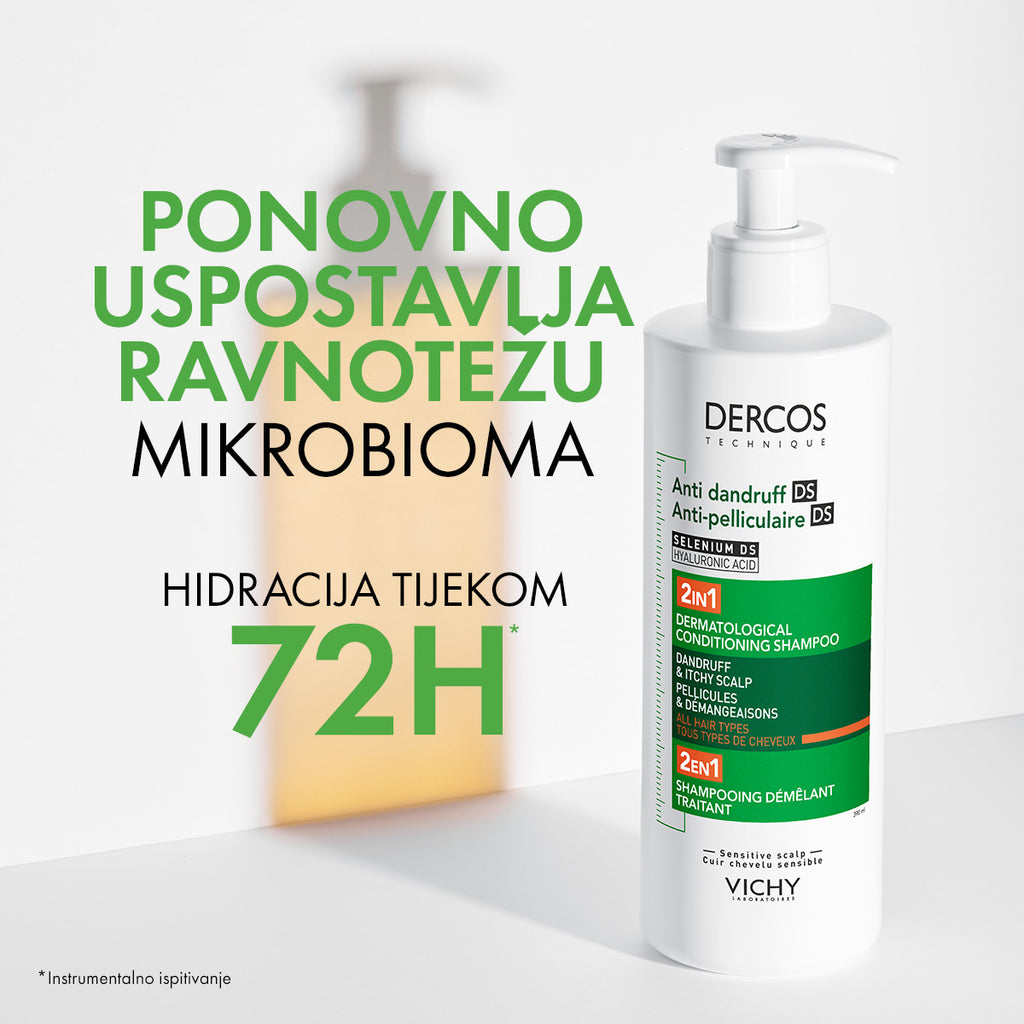 VICHY DERCOS Šampon protiv prhuti DS  - 2 u 1: Dermokozmetički šampon i regenerator, 390 ml