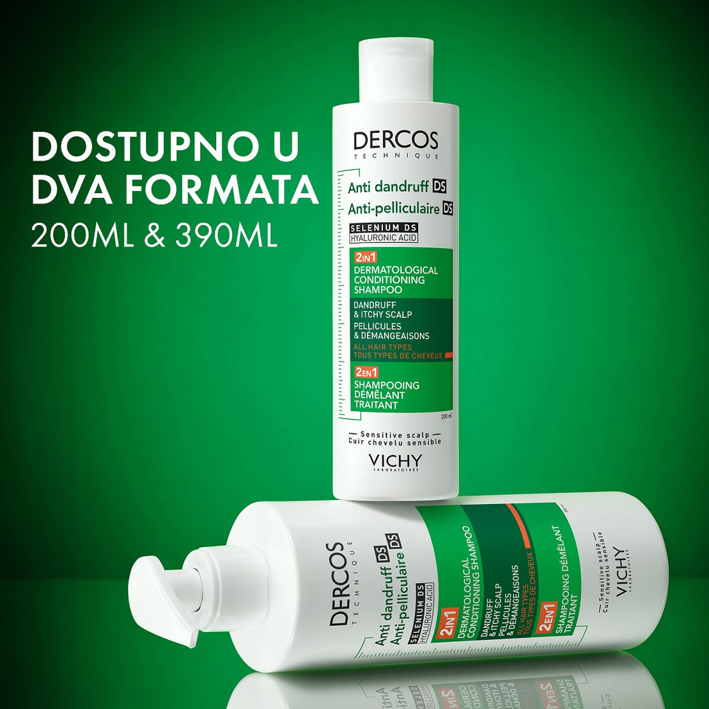 VICHY DERCOS Šampon protiv prhuti DS  - 2 u 1: Dermokozmetički šampon i regenerator, 390 ml