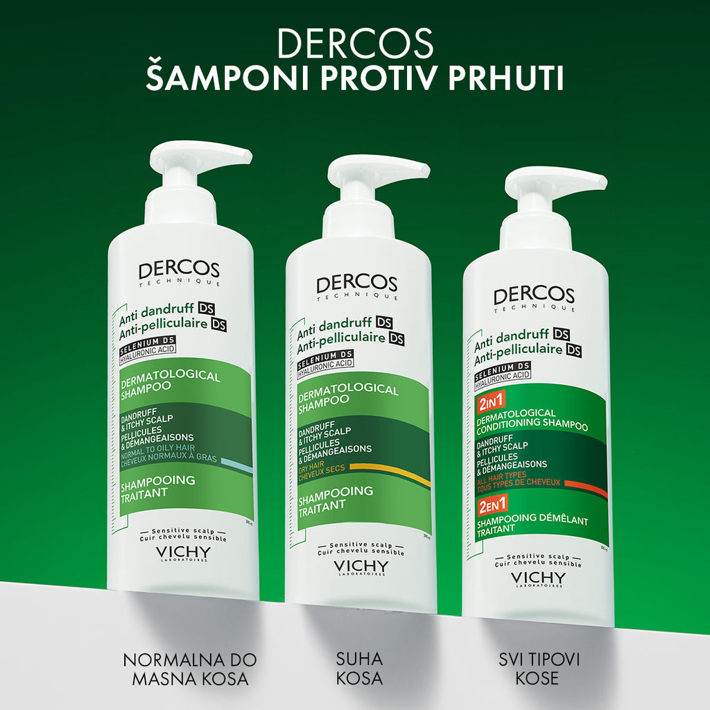 VICHY DERCOS Šampon protiv prhuti DS  - 2 u 1: Dermokozmetički šampon i regenerator, 390 ml