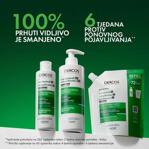 Vichy DERCOS ŠAMPON PROTIV PRHUTI - ECO REFILL, NORMALNA DO MASNA KOSA 390 ml