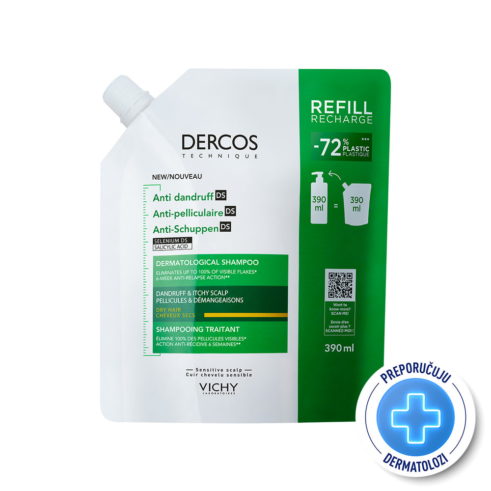 Vichy Dercos šampon protiv prhuti - ECO REFILL, SUHA KOSA 390 ml