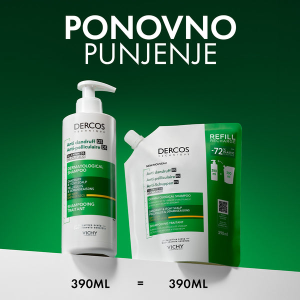 Vichy Dercos šampon protiv prhuti - ECO REFILL, SUHA KOSA 390 ml