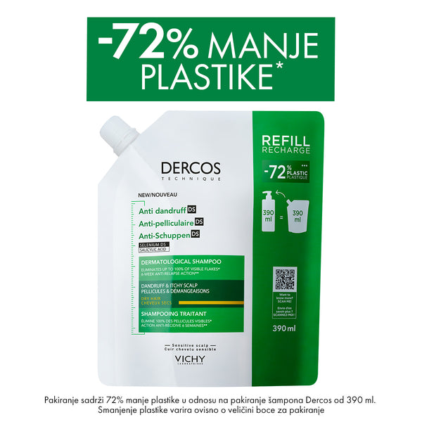 Vichy Dercos šampon protiv prhuti - ECO REFILL, SUHA KOSA 390 ml
