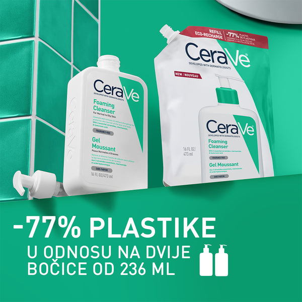 CeraVe Pjenušavi gel za čišćenje za normalnu do masnu kožu 473 ml + REFILL 473 ml