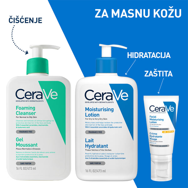 CeraVe Pjenušavi gel za čišćenje za normalnu do masnu kožu 473 ml + REFILL 473 ml