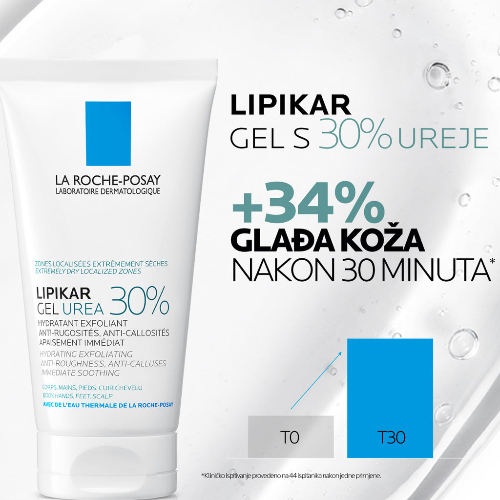 La Roche-Posay LIPIKAR gel s 30% ureje za ciljanu primjenu na suha i gruba područja kože, 50 ml 