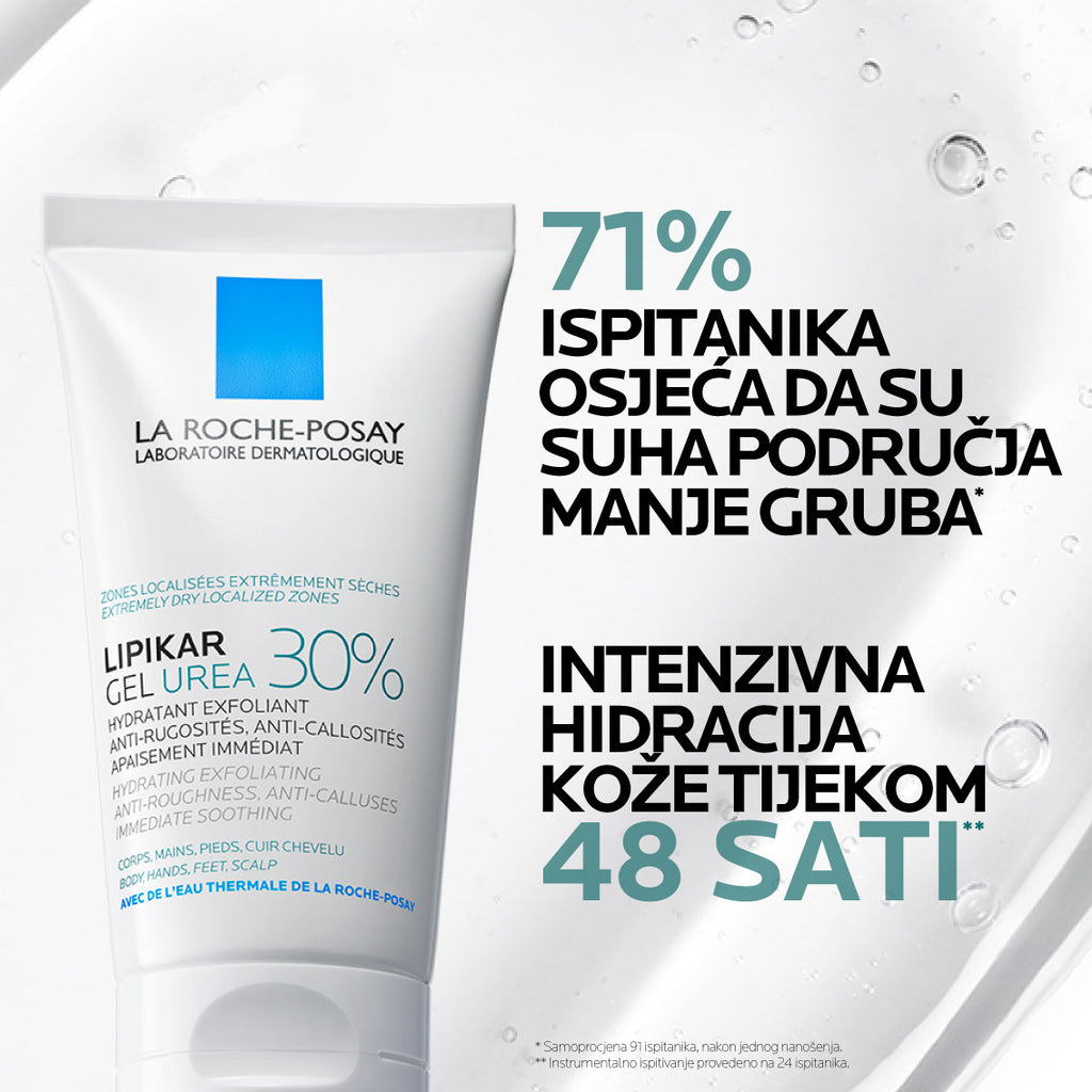 La Roche-Posay LIPIKAR gel s 30% ureje za ciljanu primjenu na suha i gruba područja kože, 50 ml 