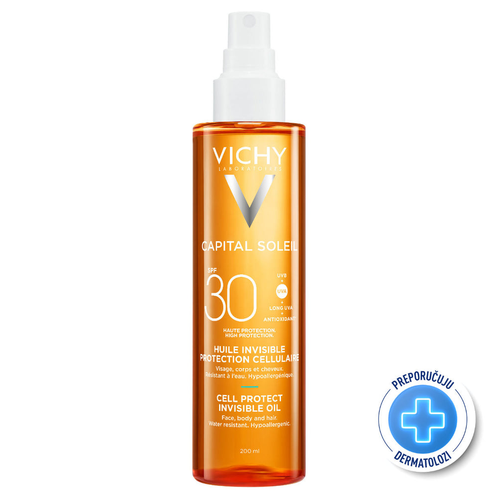 VICHY CAPITAL SOLEIL CELL PROTECT ZAŠTITNO ULJE ZA LICE, TIJELO I VRHOVE KOSE SPF30, 200ml