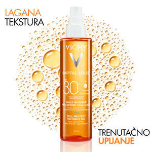 VICHY CAPITAL SOLEIL CELL PROTECT ZAŠTITNO ULJE ZA LICE, TIJELO I VRHOVE KOSE SPF30, 200ml
