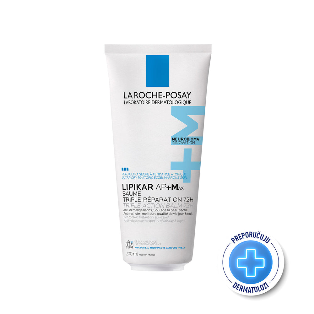 La Roche-Posay LIPIKAR BAUME AP+MAX Balzam s trostrukim djelovanjem za iznimno suhu kožu sklonu atopijskom ekcemu, 200 ml