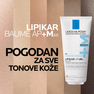 La Roche-Posay LIPIKAR BAUME AP+MAX Balzam s trostrukim djelovanjem za iznimno suhu kožu sklonu atopijskom ekcemu, 200 ml